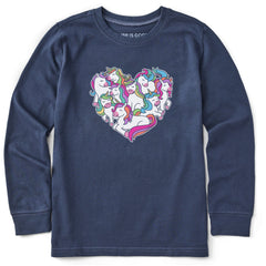 Kids Heart Of Unicorns Long Sleeve Crusher Tee