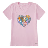 Women's Heart of Cats Short Sleeve Vee