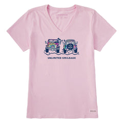 Women's Jackie Tie Dye Smileage Short Sleeve Crusher Vee