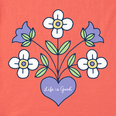 Women's Heart Flowers Short Sleeve Vee