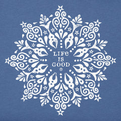 Women's Antique Snowflake Mandala Long Sleeve Crusher Vee