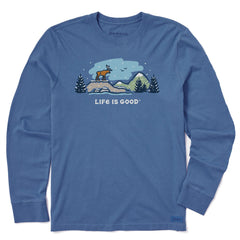 Men's Snowy Moose Mountain Vista Long Sleeve Crusher Tee