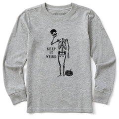 Kids Keep it Weird Skeleton Long Sleeve Crusher Tee