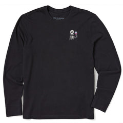 Men's Skeleton with Wine Long Sleeve Crusher Tee
