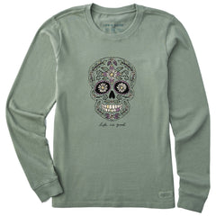Women's Daisy Skull Long Sleeve Crusher Tee