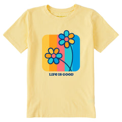 Kids Stripey Flowers Short Sleeve Crusher Tee
