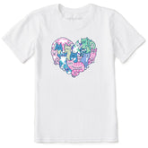 Kids Tie Dye Heart of Cats Short Sleeve Crusher Tee