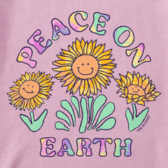 Kids Tie Dye Peace on Earth Sunflowers Short Sleeve Crusher Tee