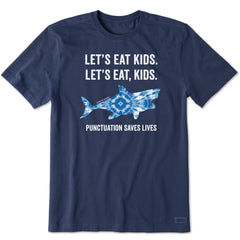 Men's Tie Dye Lets Eat Kids Shark Short Sleeve Tee