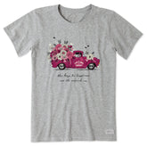 Women's Keys to Happiness Floral Pickup Short Sleeve Tee