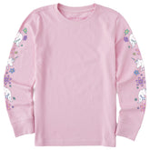 Kids Unicorn Flowers Long Sleeve Crusher Tee