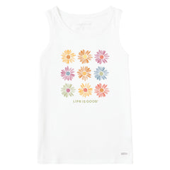 Women's Grid of Painted Daisies Crusher Tank