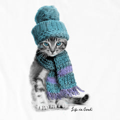 Kids Winter Cat Hat Short Sleeve Crusher Tee