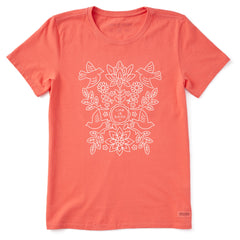 Women's Folk Art Garden Short Sleeve Crusher Tee