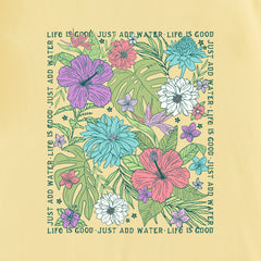 Women's Just Add Water Beachy Flowers Short Sleeve Tee