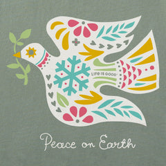 Women's Folkie Peace on Earth Dove Long Sleeve Crusher Vee