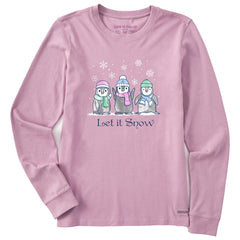 Women's Let it Snow Penguins Long Sleeve Crusher Tee