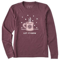 Women's Let it Snow Mug Long Sleeve Crusher Tee