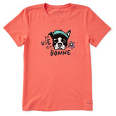 Women's La Vie Est Bonne Frenchie Short Sleeve Crusher Tee