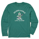 Men's Silver & Gold Snowman Long Sleeve Crusher Tee