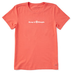 Women's Keep it Simple Daisy Flower Short Sleeve Crusher Tee