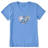 Women's Hummingbird Heart Short Sleeve Crusher Vee