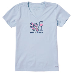 Women's Keep it Simple Flip Flops Short Sleeve Crusher Vee