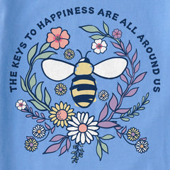 Women's Keys to Happiness Bee Long Sleeve Crusher Vee
