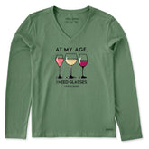 Women's I Need Glasses Wine Long Sleeve Crusher Vee