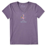 Women's Flamingo Cocktail Short Sleeve Crusher-LITE Vee