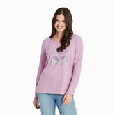 Women's Keys to Happiness Dragonfly Long Sleeve Crusher-LITE Hooded Tee