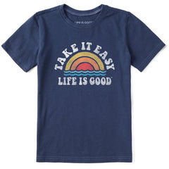 Kids Take It Easy Rainbow Waves Short Sleeve Crusher Tee