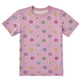 Kids Smiling Daisy Pattern Short Sleeve Crusher Tee