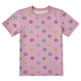 Toddler Smiling Daisy Pattern Short Sleeve Crusher Tee