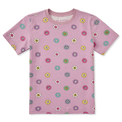 Toddler Smiling Daisy Pattern Short Sleeve Crusher Tee