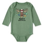 Baby Merry Christmoose Ornaments Vintage Long Sleeve Crusher Baby Bodysuit