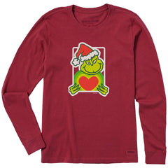 Women's Grinch with Heart Long Sleeve Crusher Tee