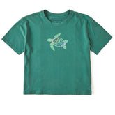 Women's Groovy Turtle Short Sleeve Crusher Boxy Tee