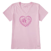Women's Angelfish Heart Short Sleeve Crusher Vee