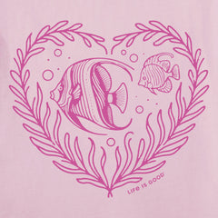 Women's Angelfish Heart Short Sleeve Crusher Vee