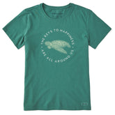 Women's Keys to Happiness Turtle Short Sleeve Crusher Tee