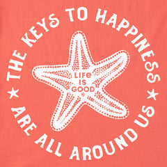 Women's Keys to Happiness Starfish Short Sleeve Crusher Tee