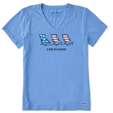 Women's Flag Beach Chairs Short Sleeve Vee