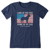 Women's Home of My Dog USA Flag Short Sleeve Tee