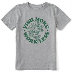 Kids Matchbook Fish More Work Less Short Sleeve Crusher Tee