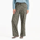 Women's Cardinal Winter Floral Pattern Snuggle Up Sleep Pant
