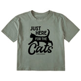 Women's Here for the Cats Short Sleeve Crusher Boxy Tee