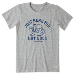 Women's Here for the Hot Dogs Baseball Short Sleeve Crusher Tee