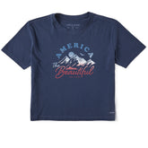 Women's America the Beautiful Mountain Short Sleeve Crusher Boxy Tee