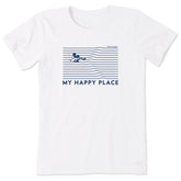 Women's Happy Place Willie Swimming Short Sleeve Tee